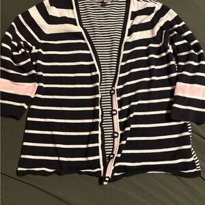 American Apparel Black and Pink Striped Cardigan